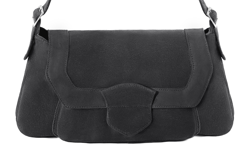 Dress handbag in dark grey leather - Profile view